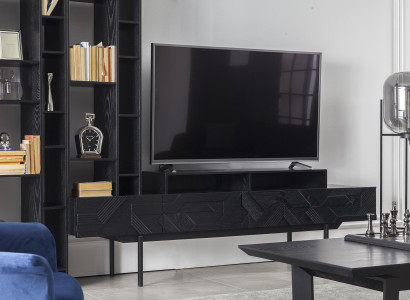 Wall unit in Black with open storage for Living room wall units